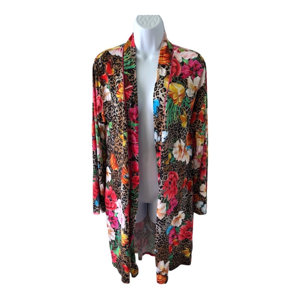 Johnny Was Sandra Sleep Robe Leopard Lounge Pj Pockets MISSING BELT XS w pockets